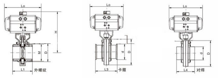 氣動(dòng)衛(wèi)生級(jí)蝶閥，氣動(dòng)卡箍蝶閥，氣動(dòng)外螺紋蝶閥，氣動(dòng)對(duì)焊蝶閥結(jié)構(gòu)圖